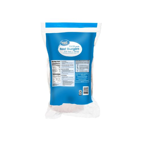 Great Value 100% Pure Beef Burgers, 85% Lean/15% Fat, 3 lbs, 12 Count (Frozen) - Image 6