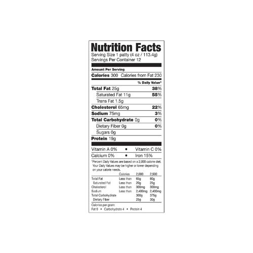 Great Value Beef Burgers, 80% Lean/20% Fat, 3 lbs, 12 Count (Frozen) - Image 3