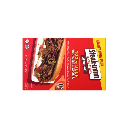 Steak-umm Sliced Steaks All-Natural 100% Beef, 27oz 18 Count Family Twin Pack (Frozen) - Image 3
