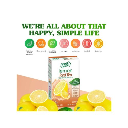 (6 Packets) True Lemon Iced Tea Stevia Sweetened, On-The-Go, Caffeinated Powdered Drink Mix - Image 3