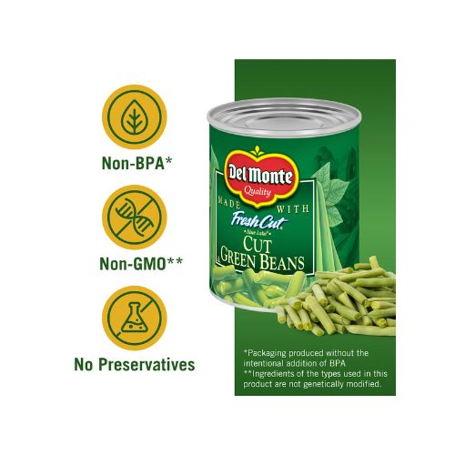 Del Monte Fresh Cut Green Beans, Canned Vegetables, 14.5 oz Can (Pack of 4) - Image 2