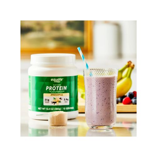 Equate Plant-Based Protein Powder Supplement, Smooth Vanilla, 13.4 oz - Image 4