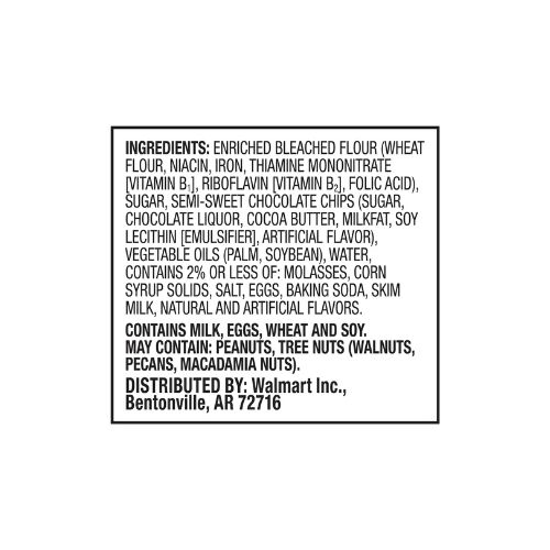 Great Value Ready to Bake Regular Chocolate Chip Cookie Dough, 16.5 oz, Shellfish Free - Image 3