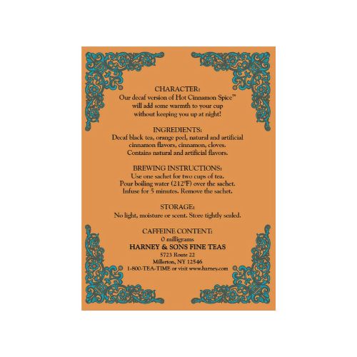 Harney & Sons Decaf Hot Cinnamon, 1.4 ounces, 20 count tin, Flavored Decaffeinated Black Tea - Image 5