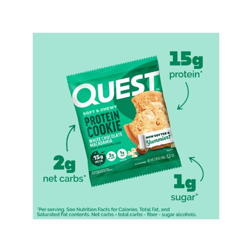 Quest Nutrition, 15g Protein Soft Cookie, White Chocolate Macadamia Flavor, High Protein, Low Carb, 4 Count - Image 4