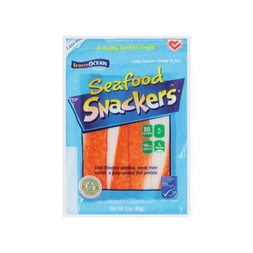 TransOcean Seafood Snackers Imitation Crab, Stick Style, 3 oz Plastic Bag, Gluten-Free, Fully Cooked - Image 2