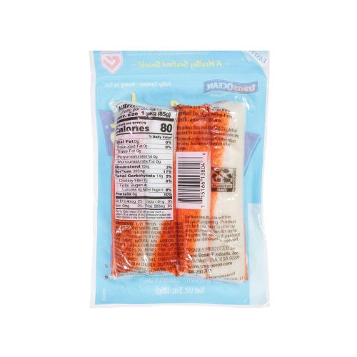 TransOcean Seafood Snackers Imitation Crab, Stick Style, 3 oz Plastic Bag, Gluten-Free, Fully Cooked - Image 7
