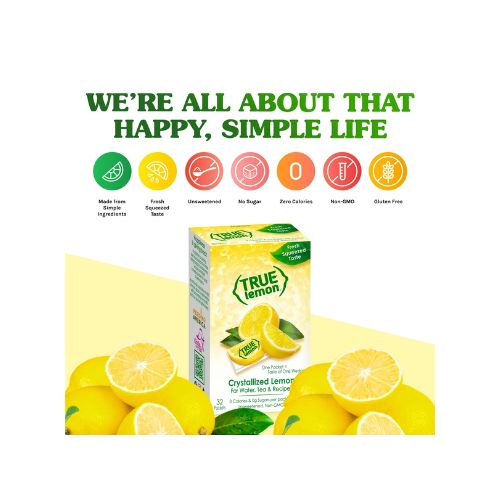 True Lemon Crystallized Water Enhancer Powder, 0 Calorie Lemon Flavor, 1.41 oz., 50 Count Packets - Image 3
