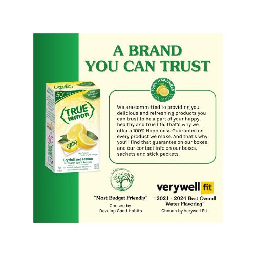 True Lemon Crystallized Water Enhancer Powder, 0 Calorie Lemon Flavor, 1.41 oz., 50 Count Packets - Image 7