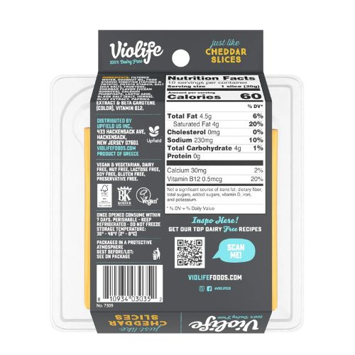 Violife Just like Cheddar Slices, Dairy-Free Vegan, 7.05 oz Pack (Refrigerated) - Image 3