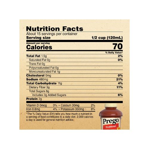 Prego Traditional Pasta Sauce, 67 oz Jar - Image 5